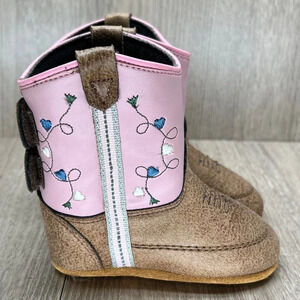 Cody James Old West Western Boots Infant Girls Size 3 Heart Poppet Pink Beige
